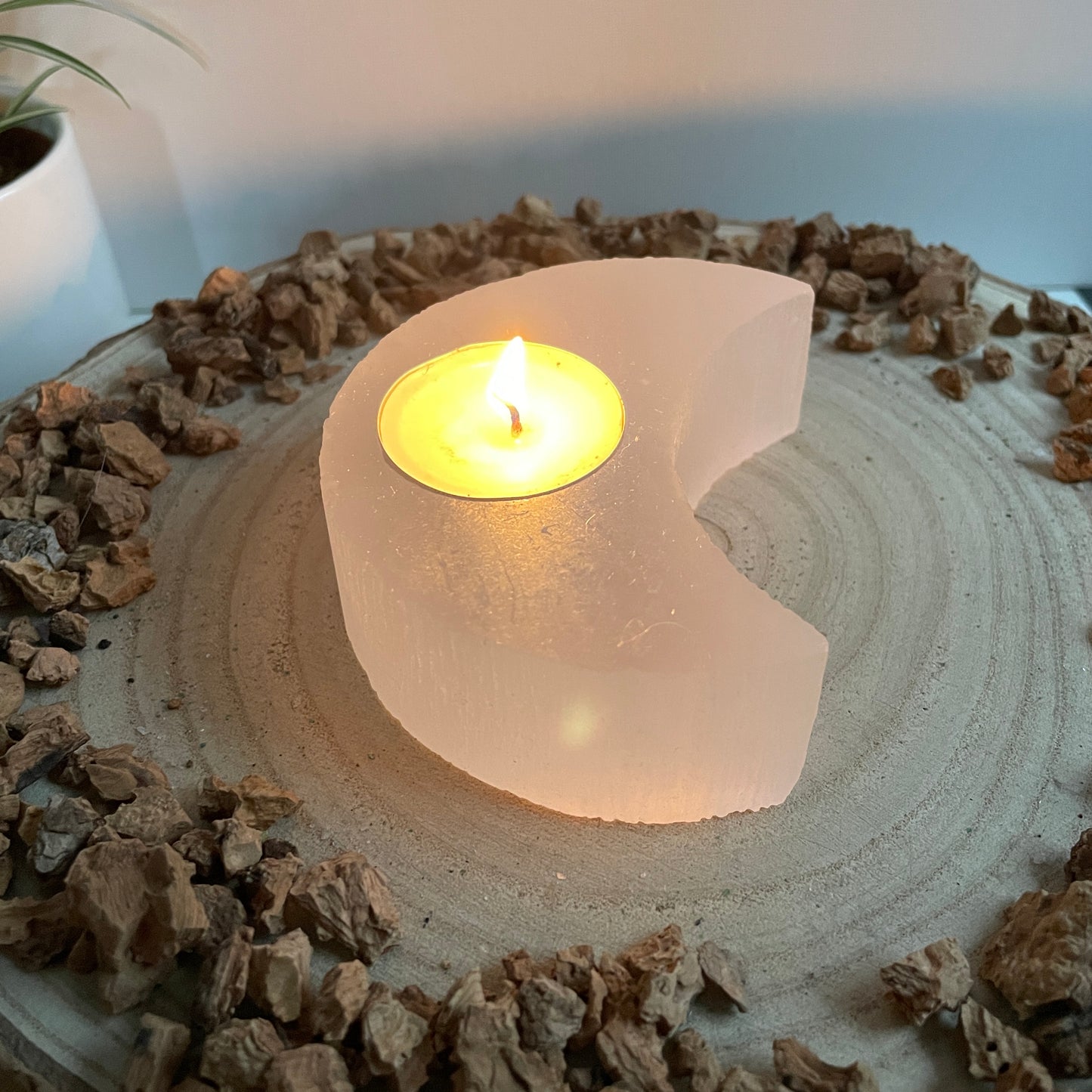 Seleniet waxinelichthouder Maan