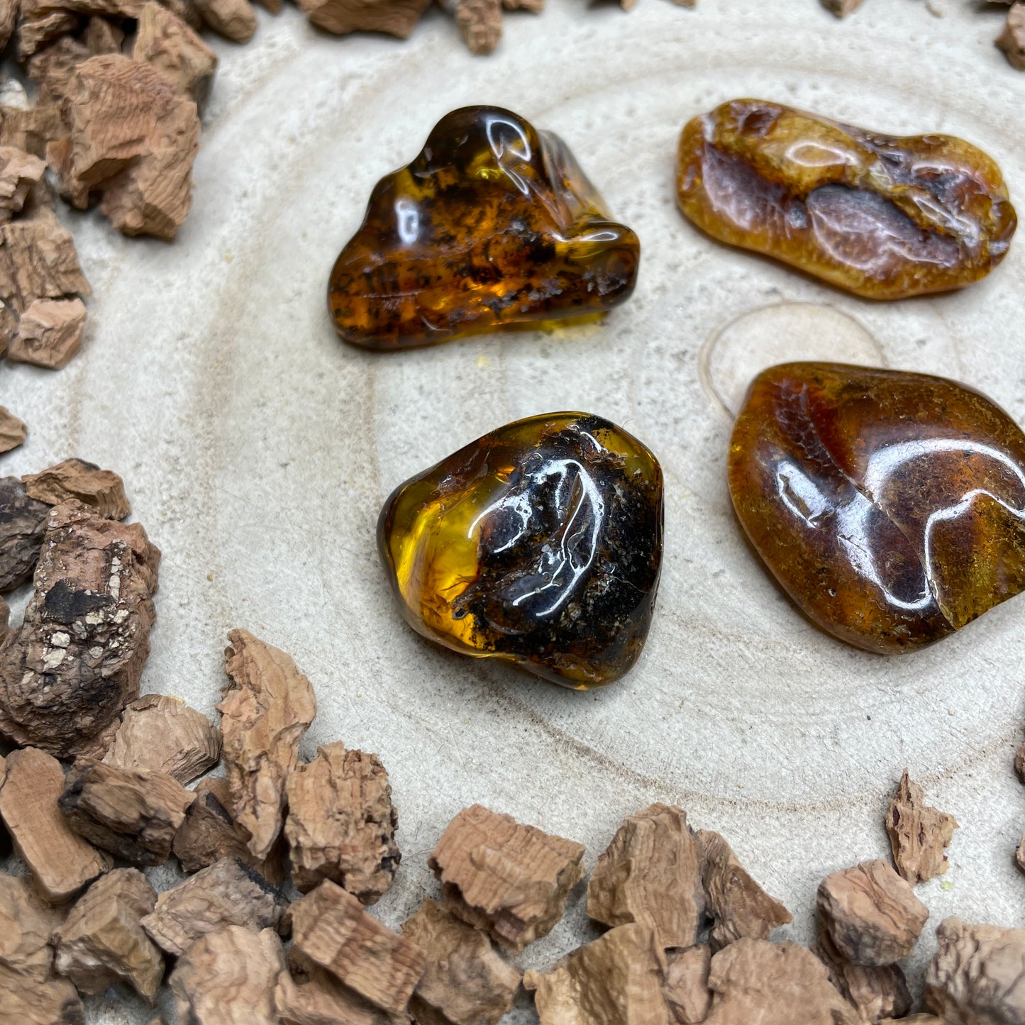 Barnsteen (Amber) trommelsteen