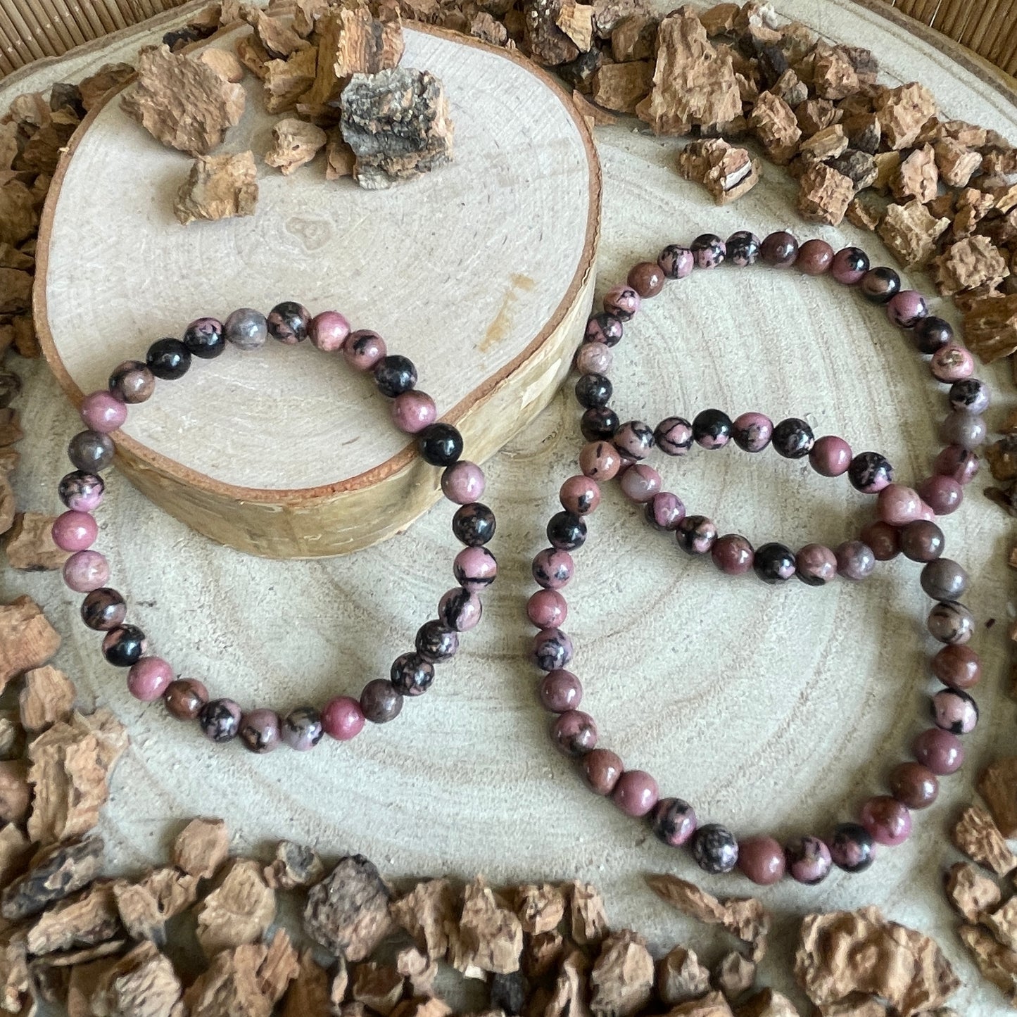 Rhodoniet kogelarmband 6mm