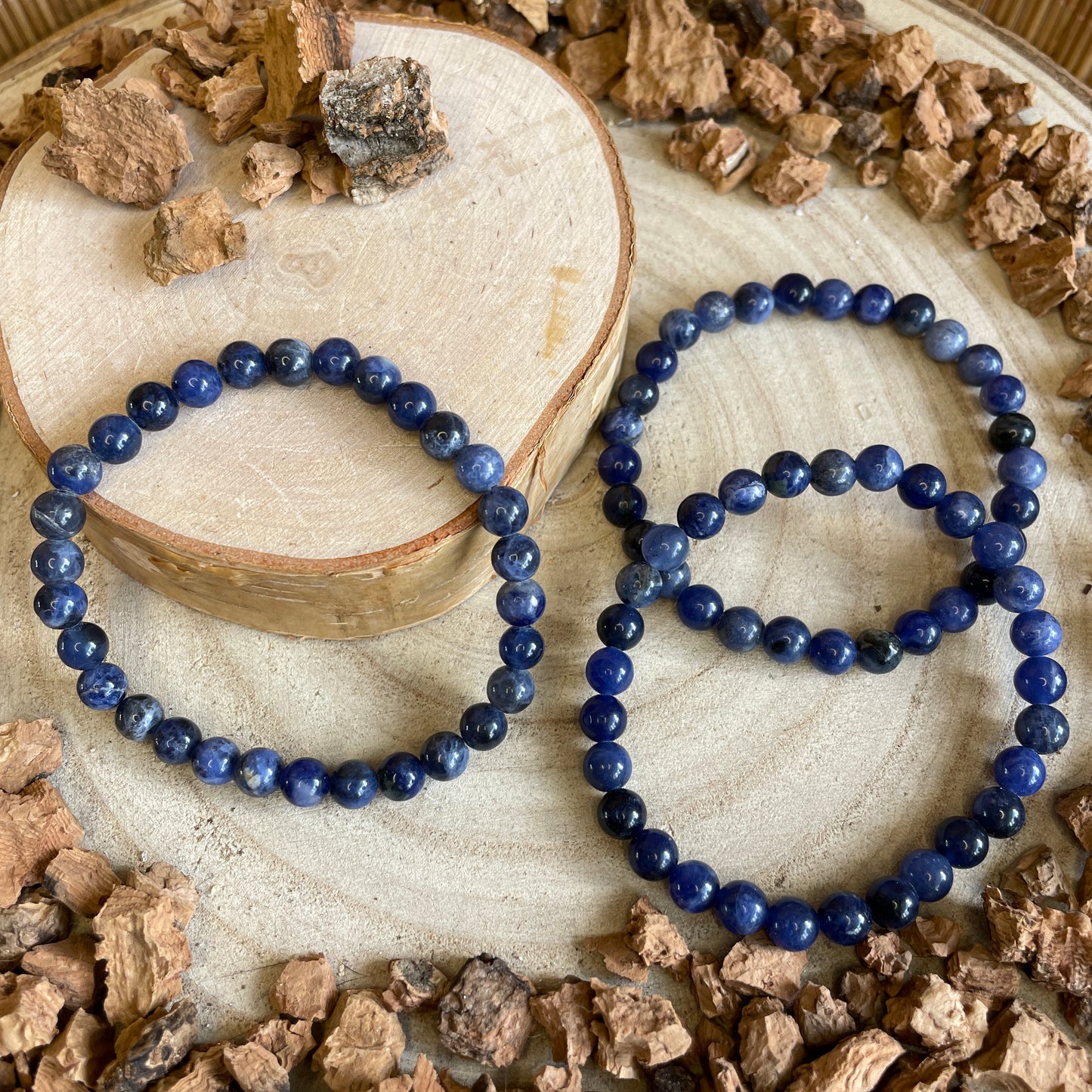 Sodaliet kogelarmband 6 mm