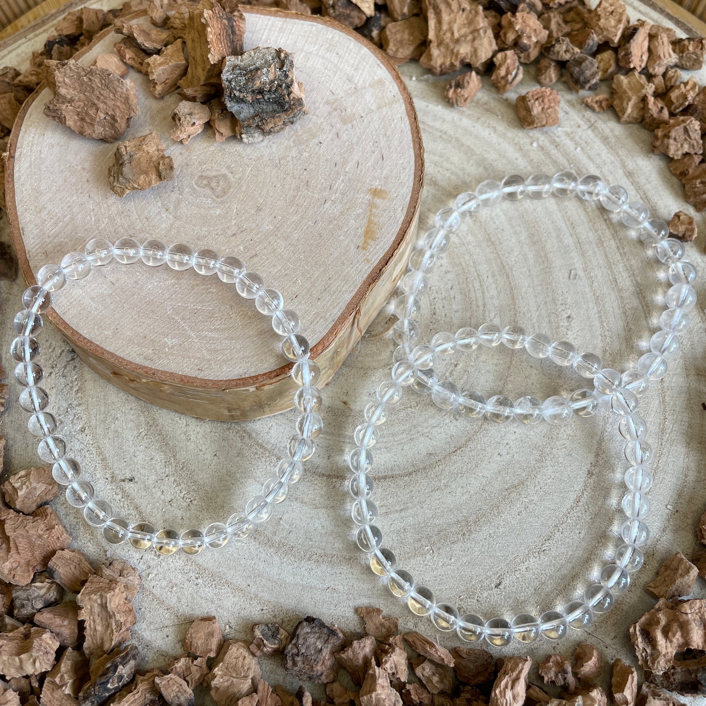 Bergkristal kogelarmband 6 mm