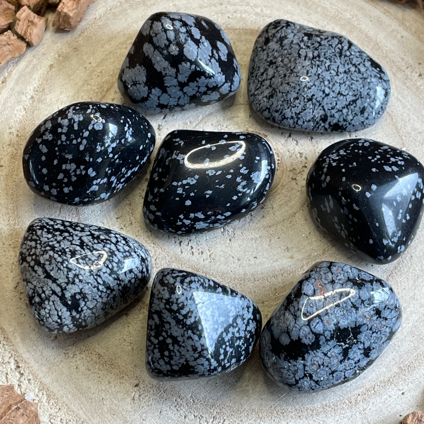 Sneeuwvlok Obsidiaan trommelsteen