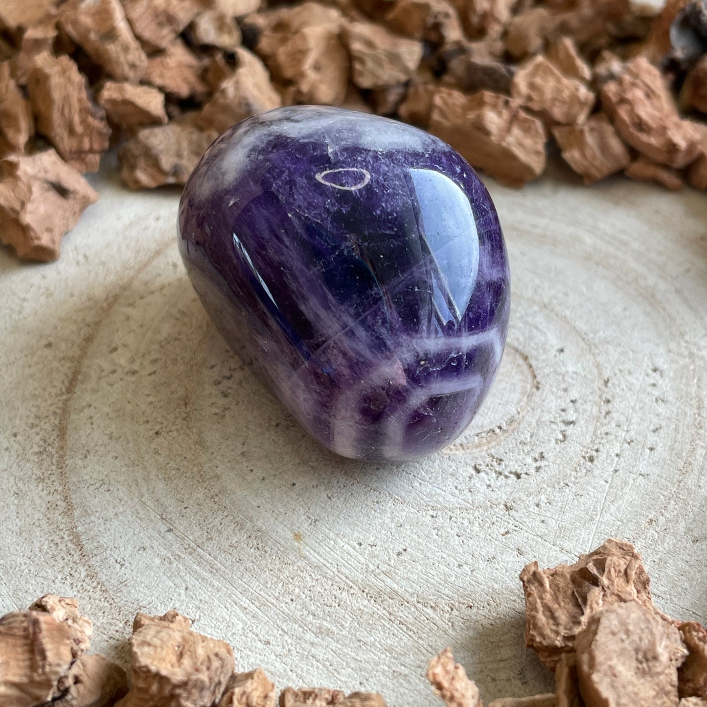 Amethist Kwarts (Chevron) trommelsteen (groot)