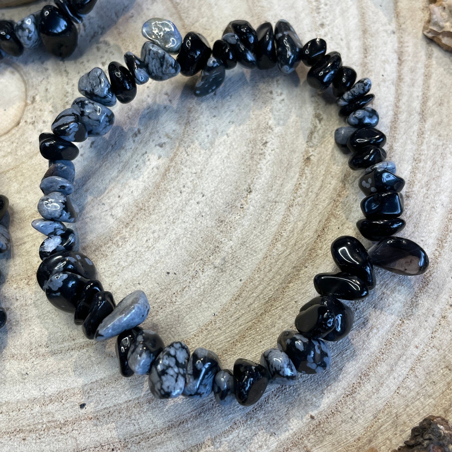 Sneeuwvlok Obsidiaan splitarmband