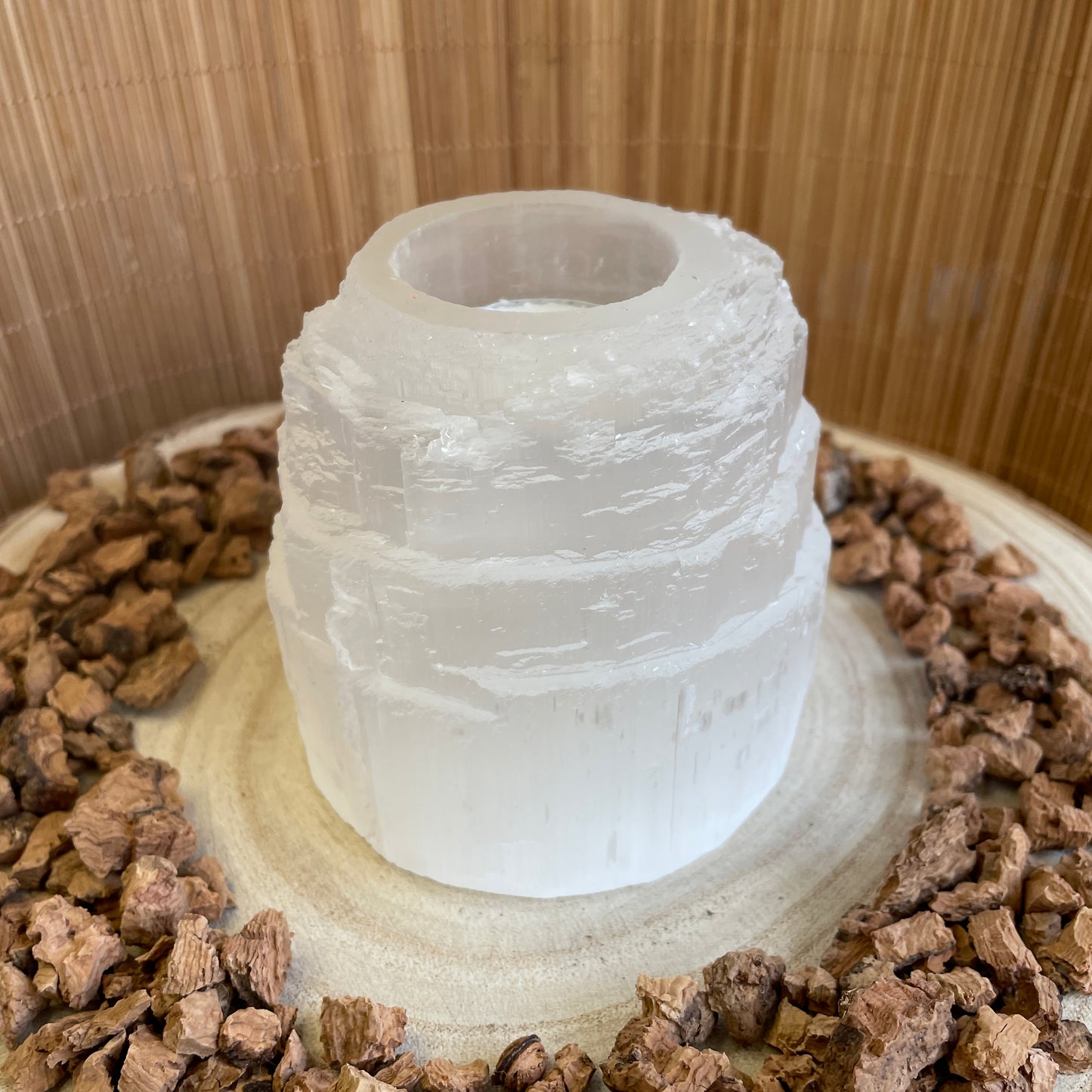 Seleniet waxinelichthouder toren (maat M)