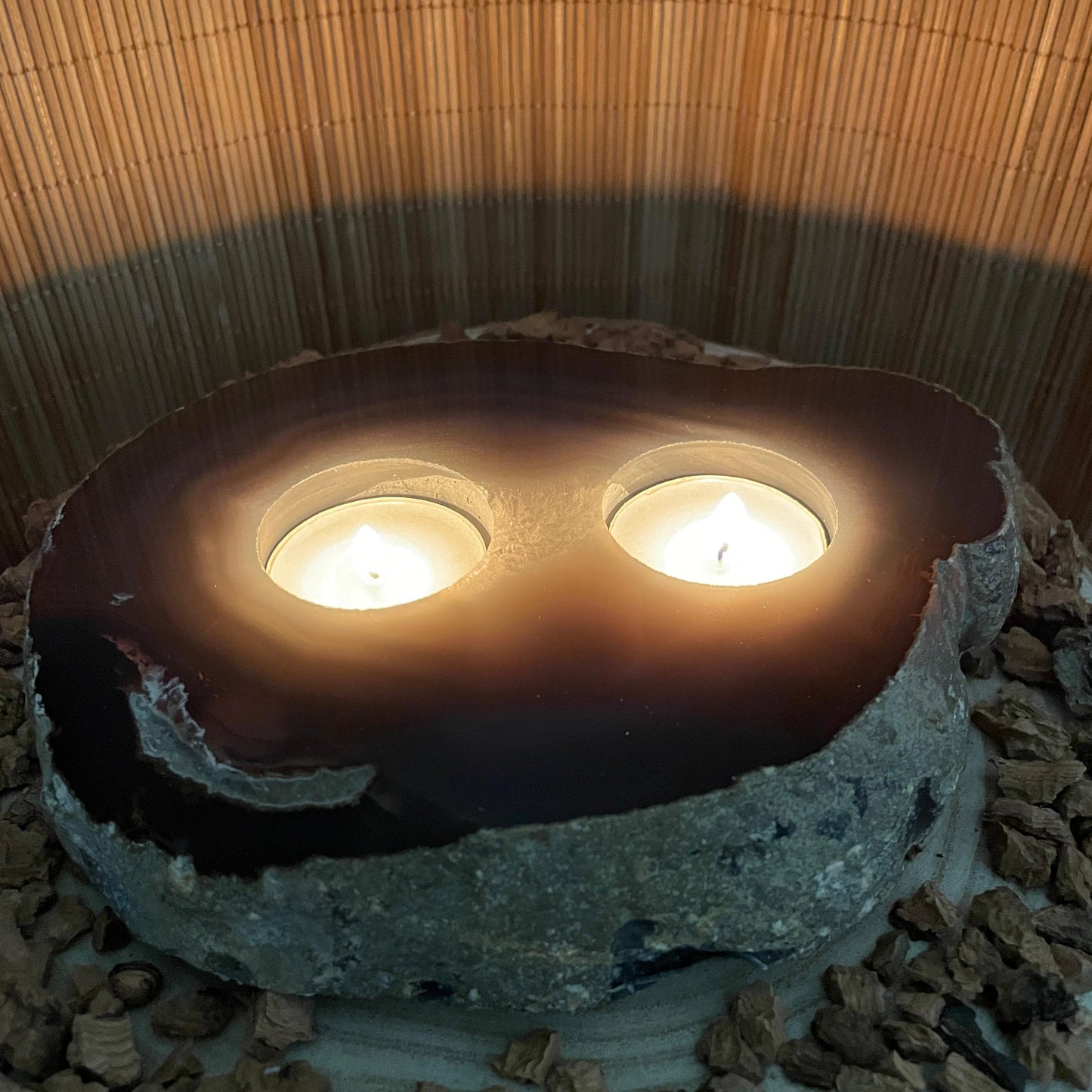 Agaatschijf Waxinelichthouder - extra groot