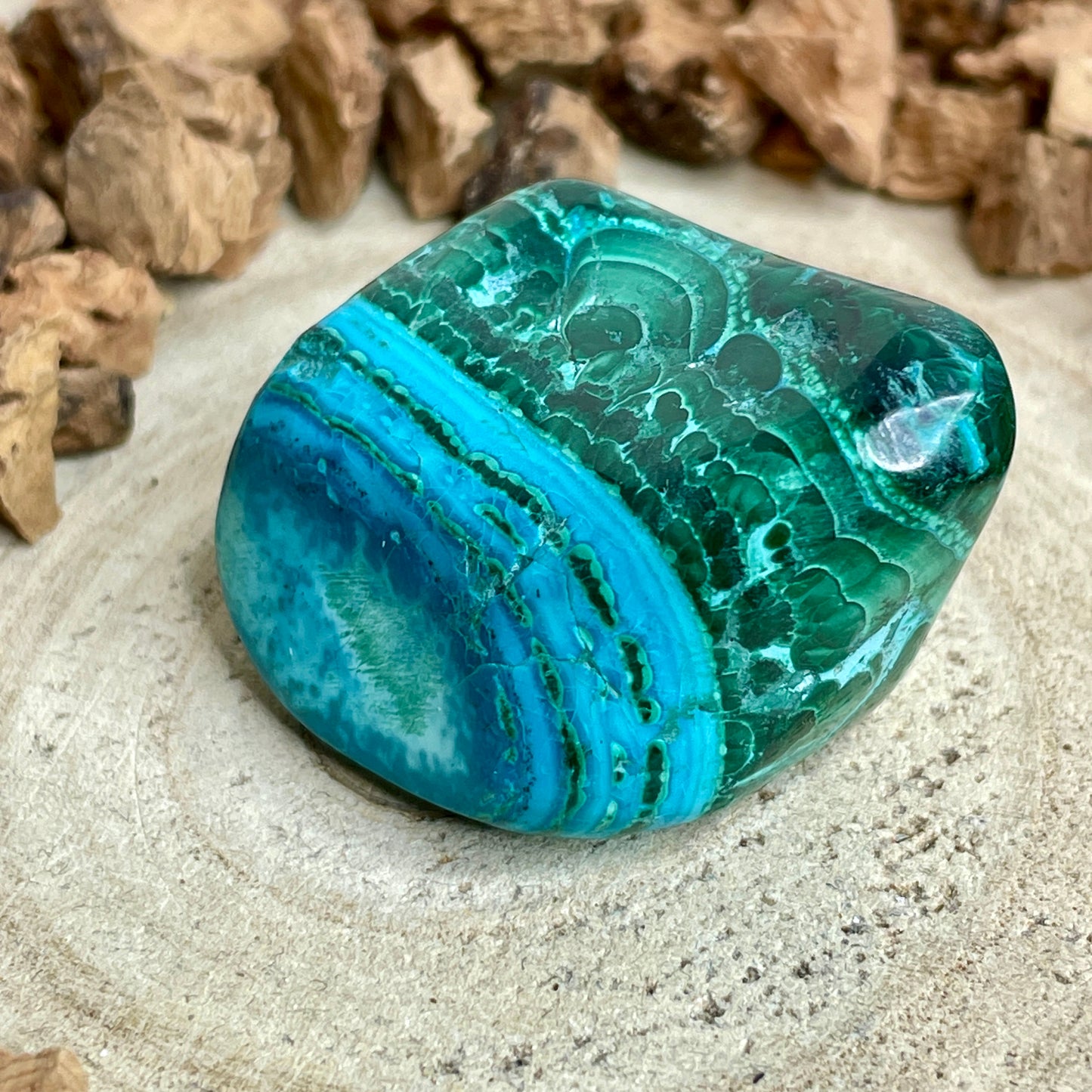 Chrysocolla Malachiet trommelsteen M nr.1