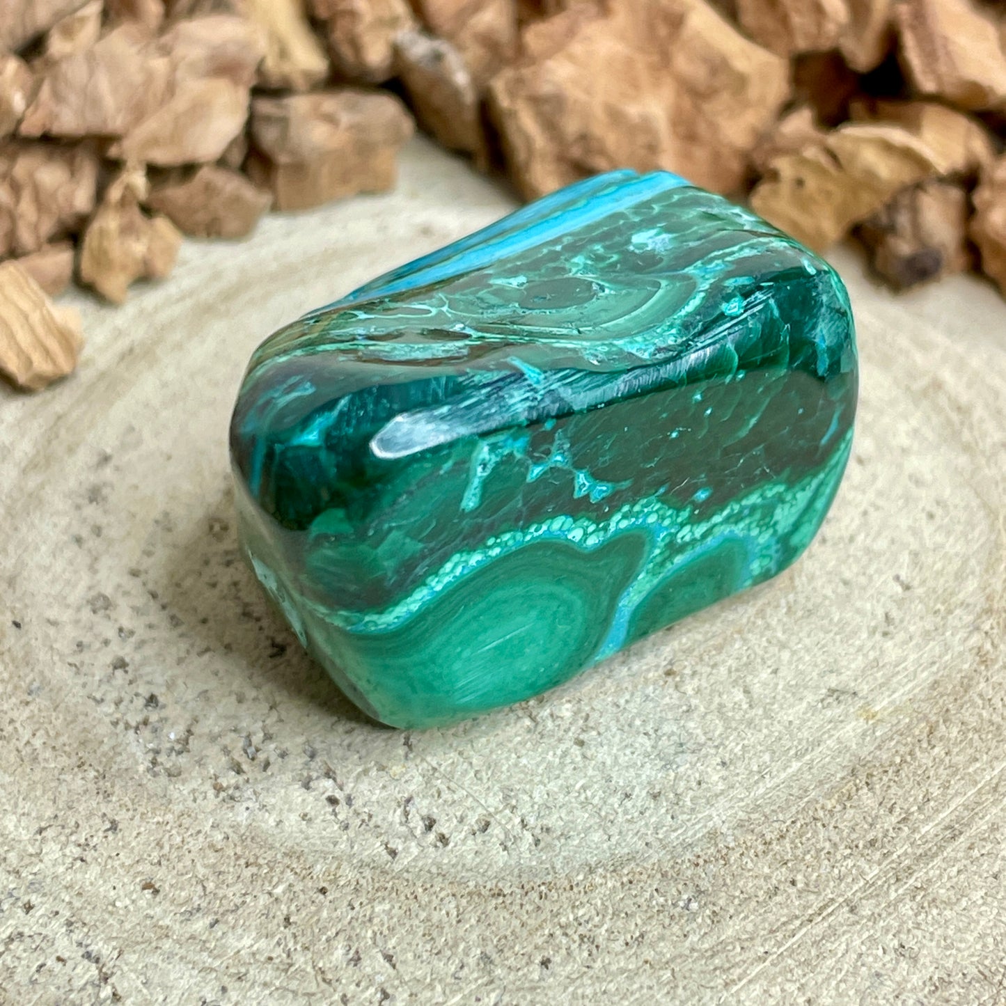 Chrysocolla Malachiet trommelsteen M nr.1
