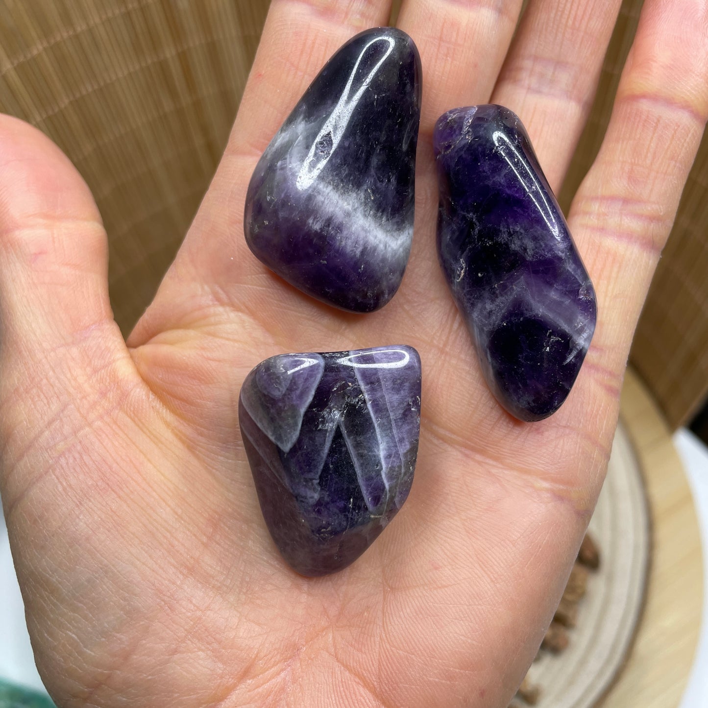 Amethist Kwarts (Chevron) trommelsteen (groot)