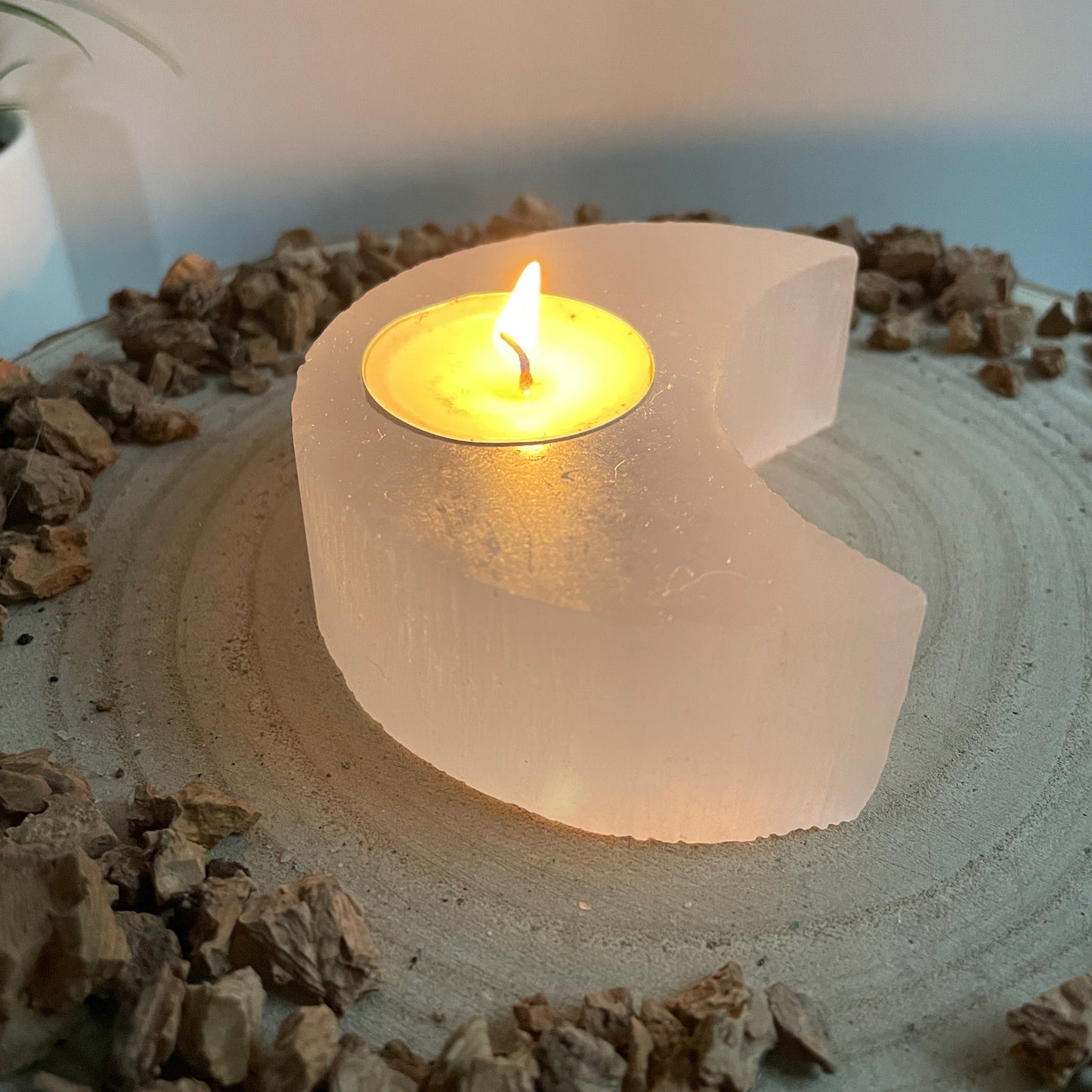 Seleniet waxinelichthouder Maan