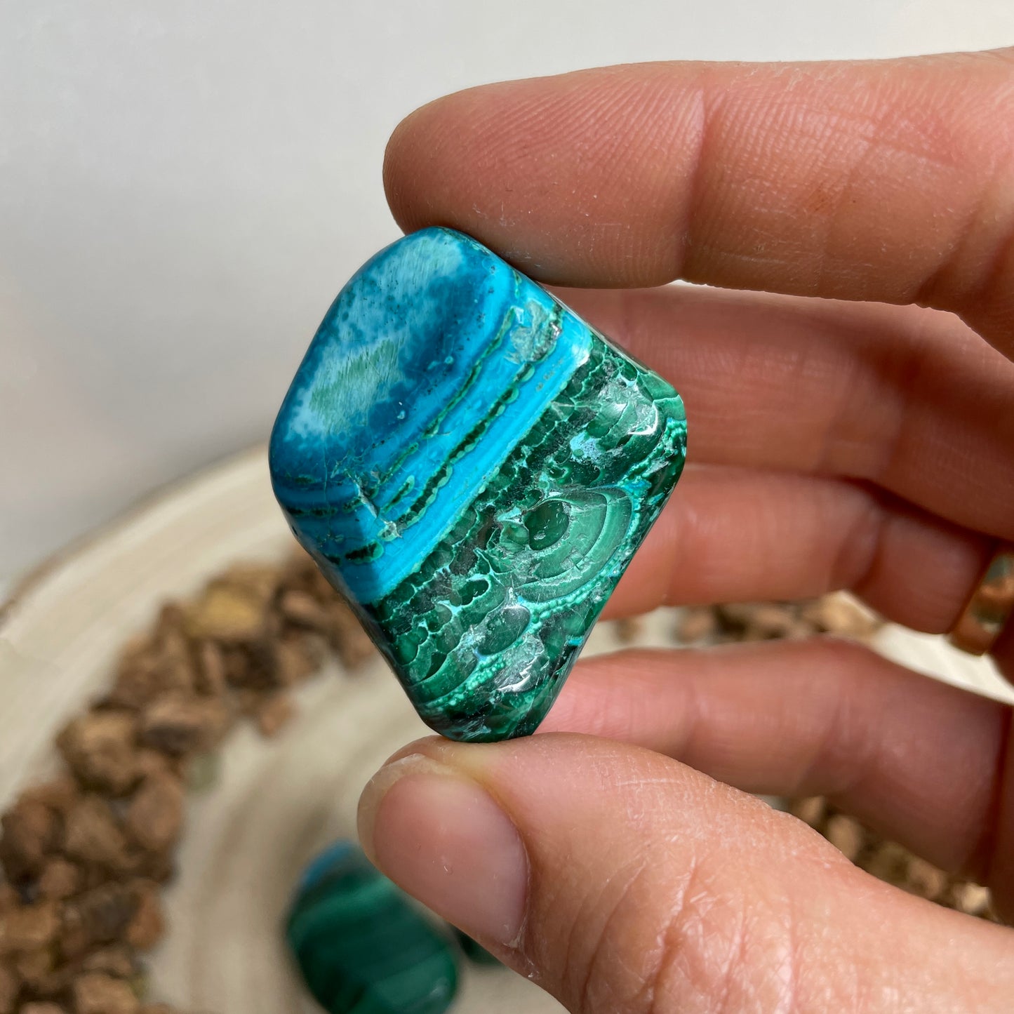 Chrysocolla Malachiet trommelsteen M nr.1