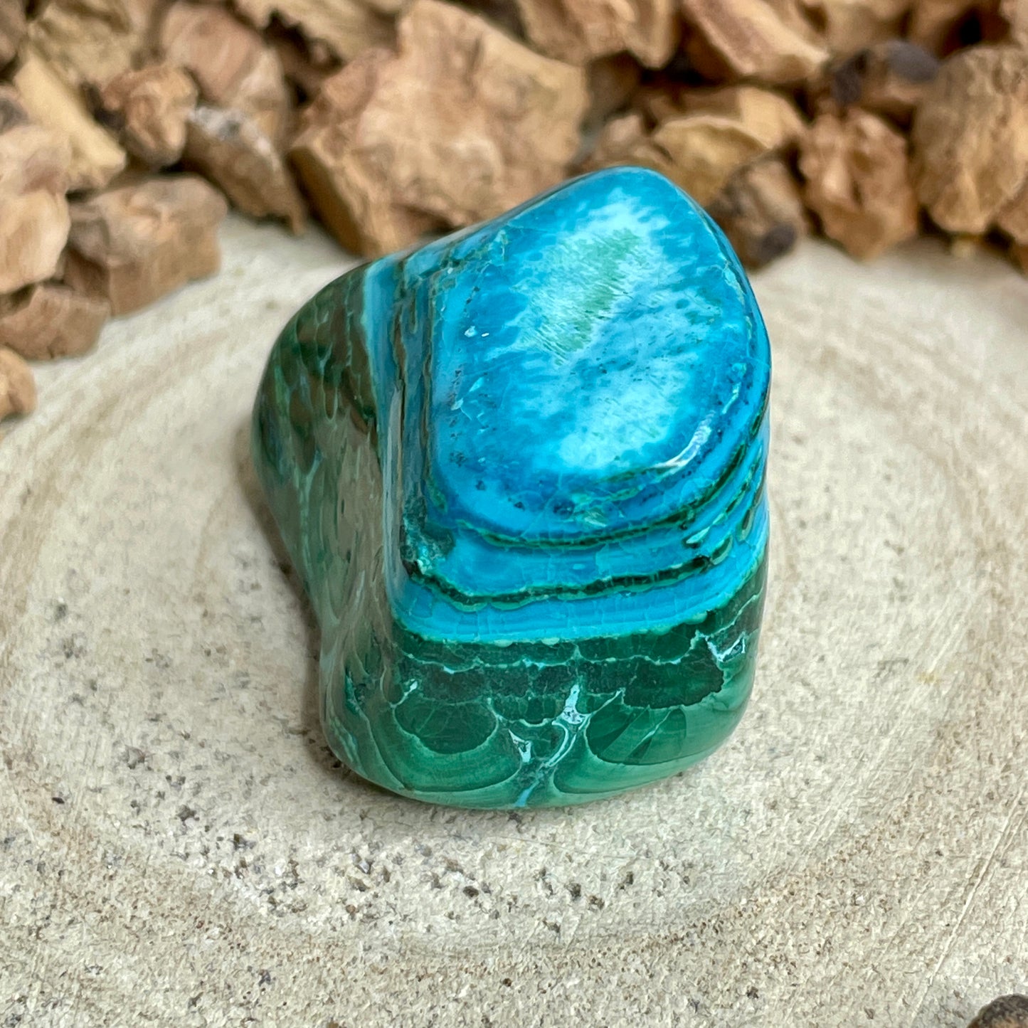 Chrysocolla Malachiet trommelsteen M nr.1