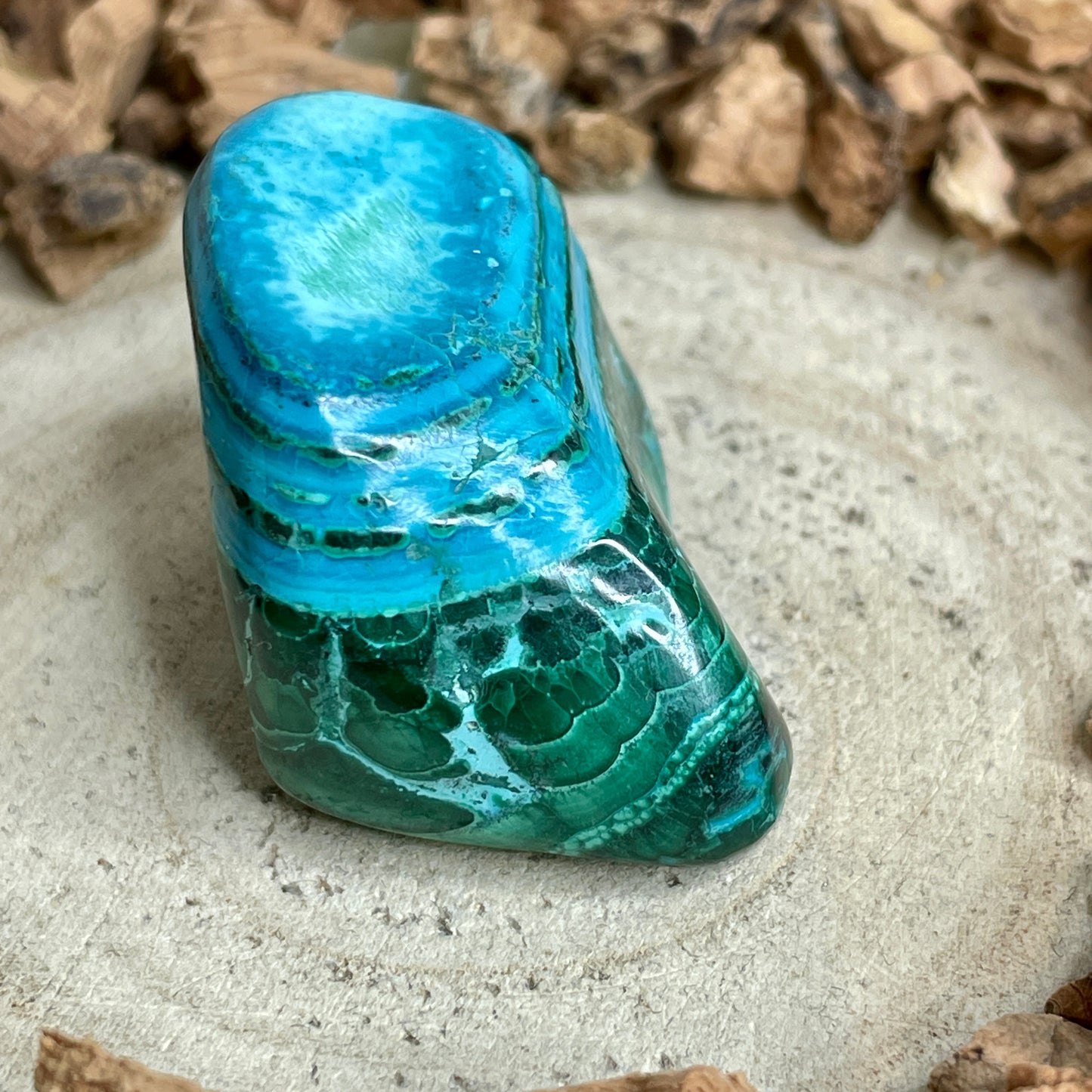 Chrysocolla Malachiet trommelsteen M nr.1