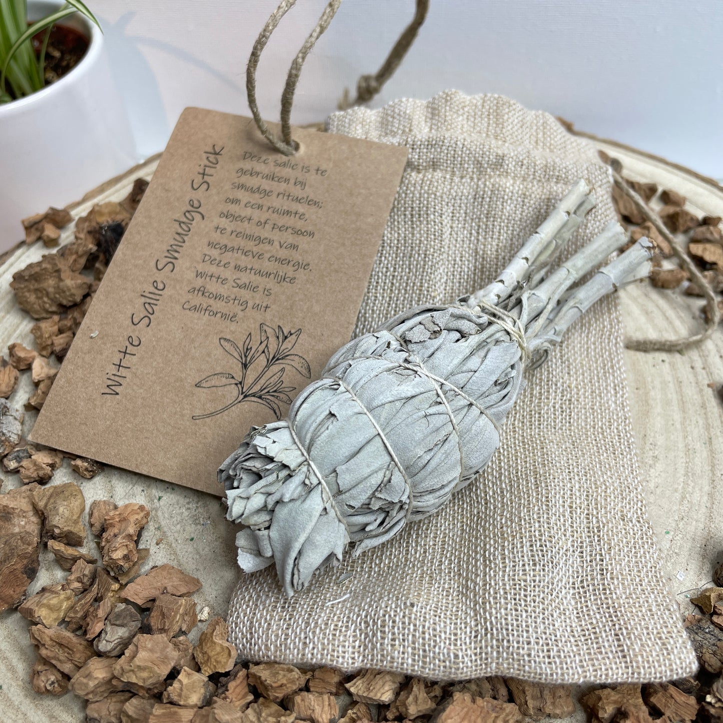 Witte Salie smudgestick zakje