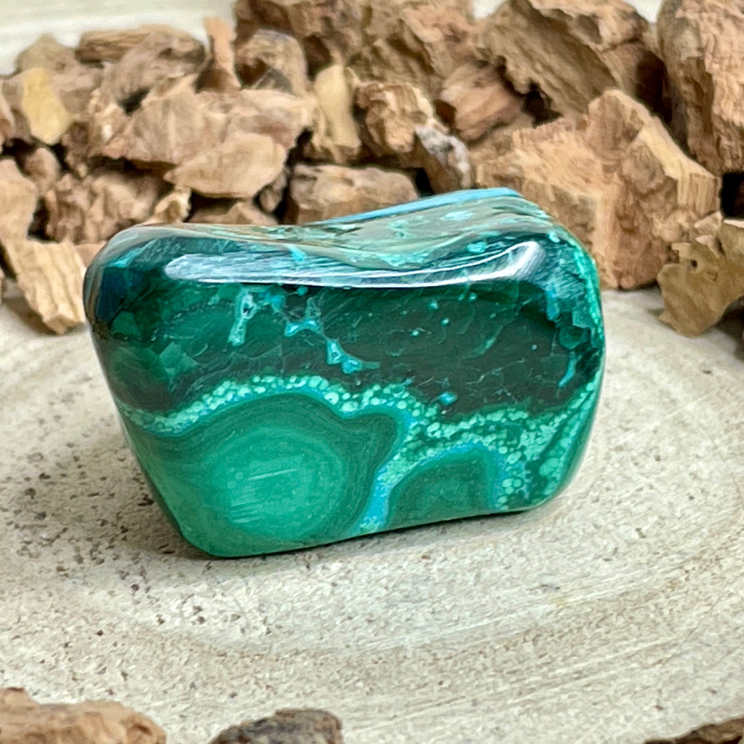Chrysocolla Malachiet trommelsteen M nr.1
