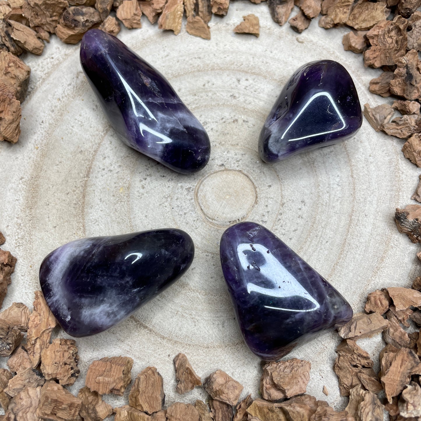 Amethist Kwarts (Chevron) trommelsteen (groot)