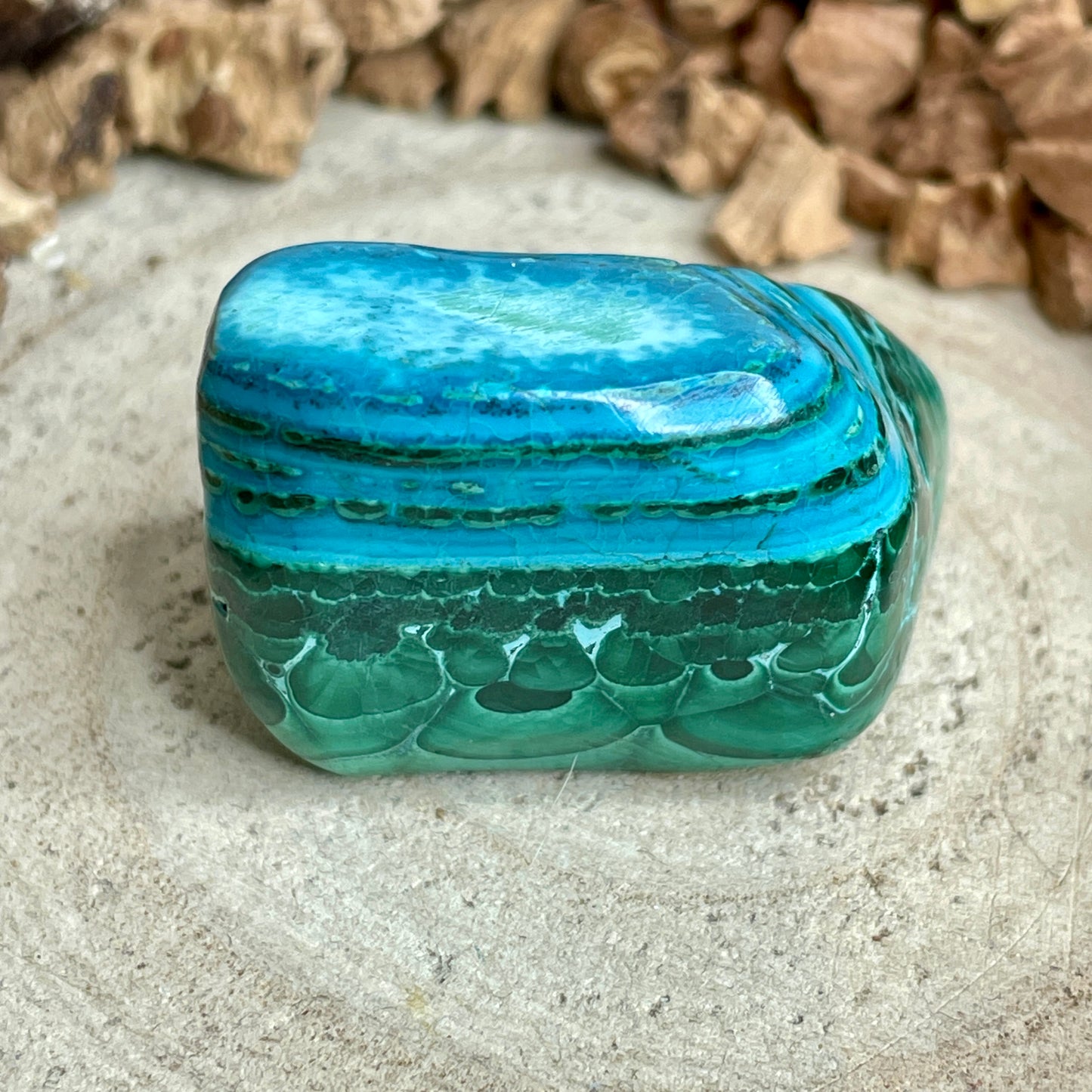 Chrysocolla Malachiet trommelsteen M nr.1