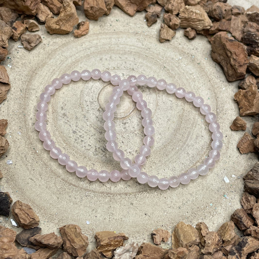 Rozenkwarts kogelarmband 4 mm - kinderarmband