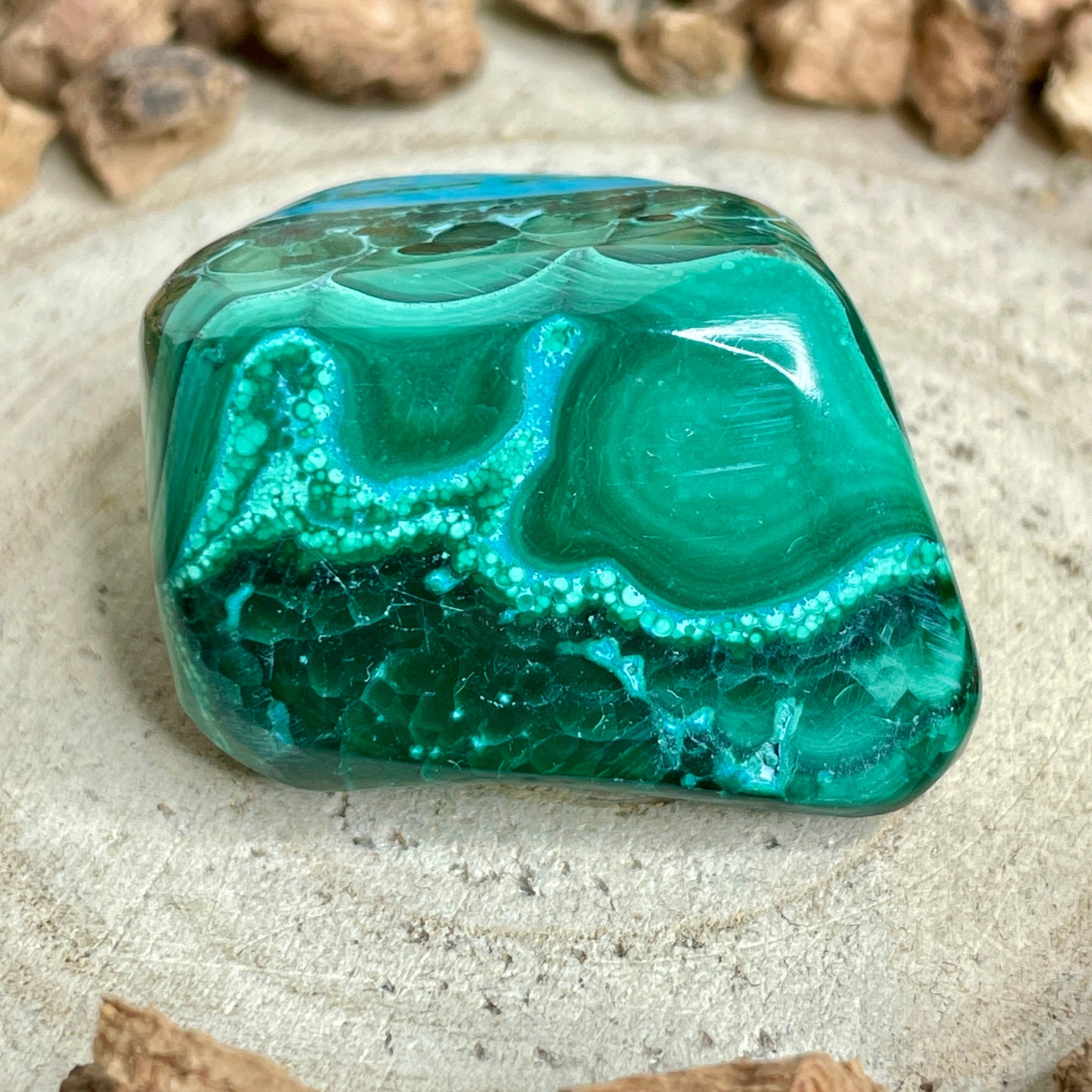 Chrysocolla Malachiet trommelsteen M nr.1