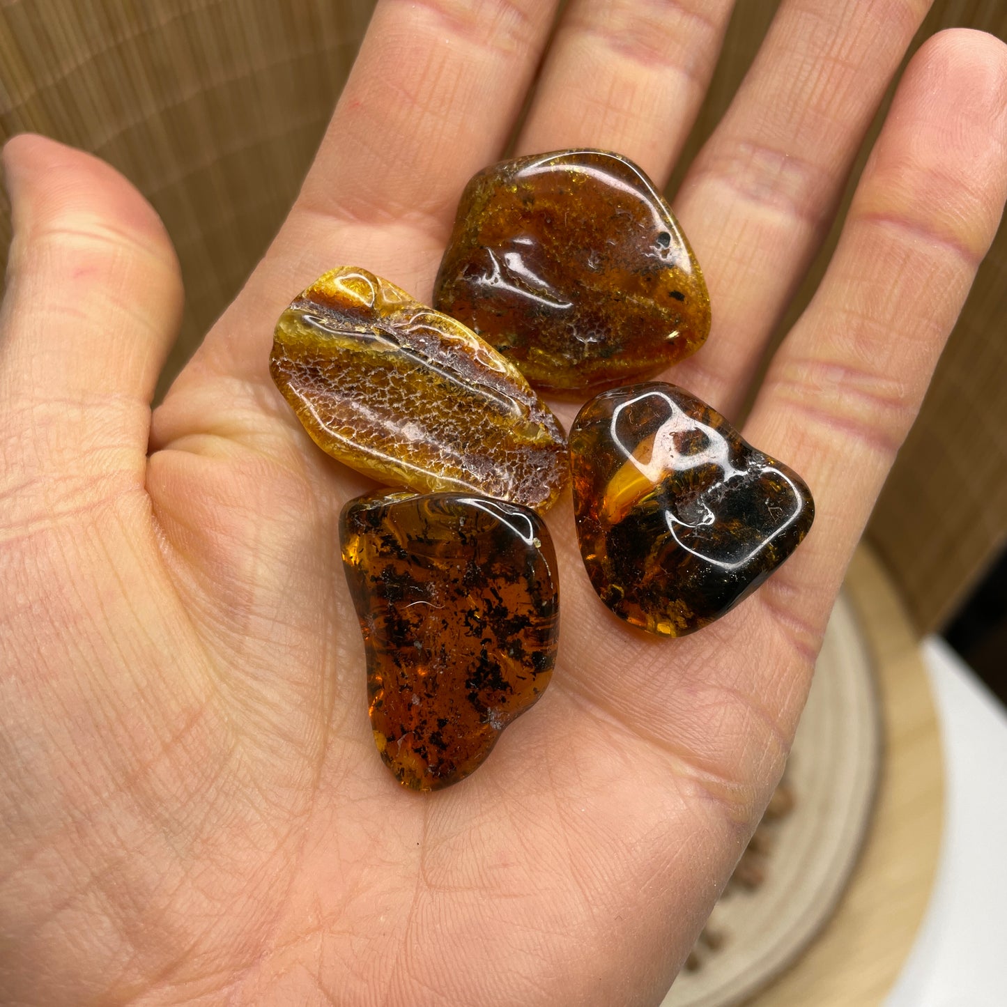 Barnsteen (Amber) trommelsteen