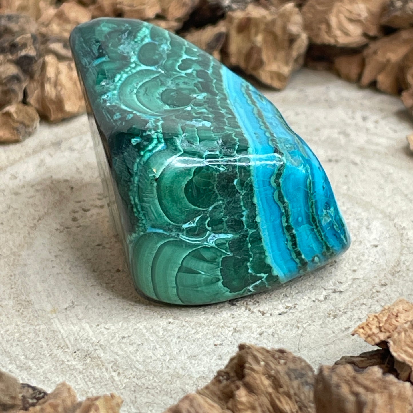 Chrysocolla Malachiet trommelsteen M nr.1