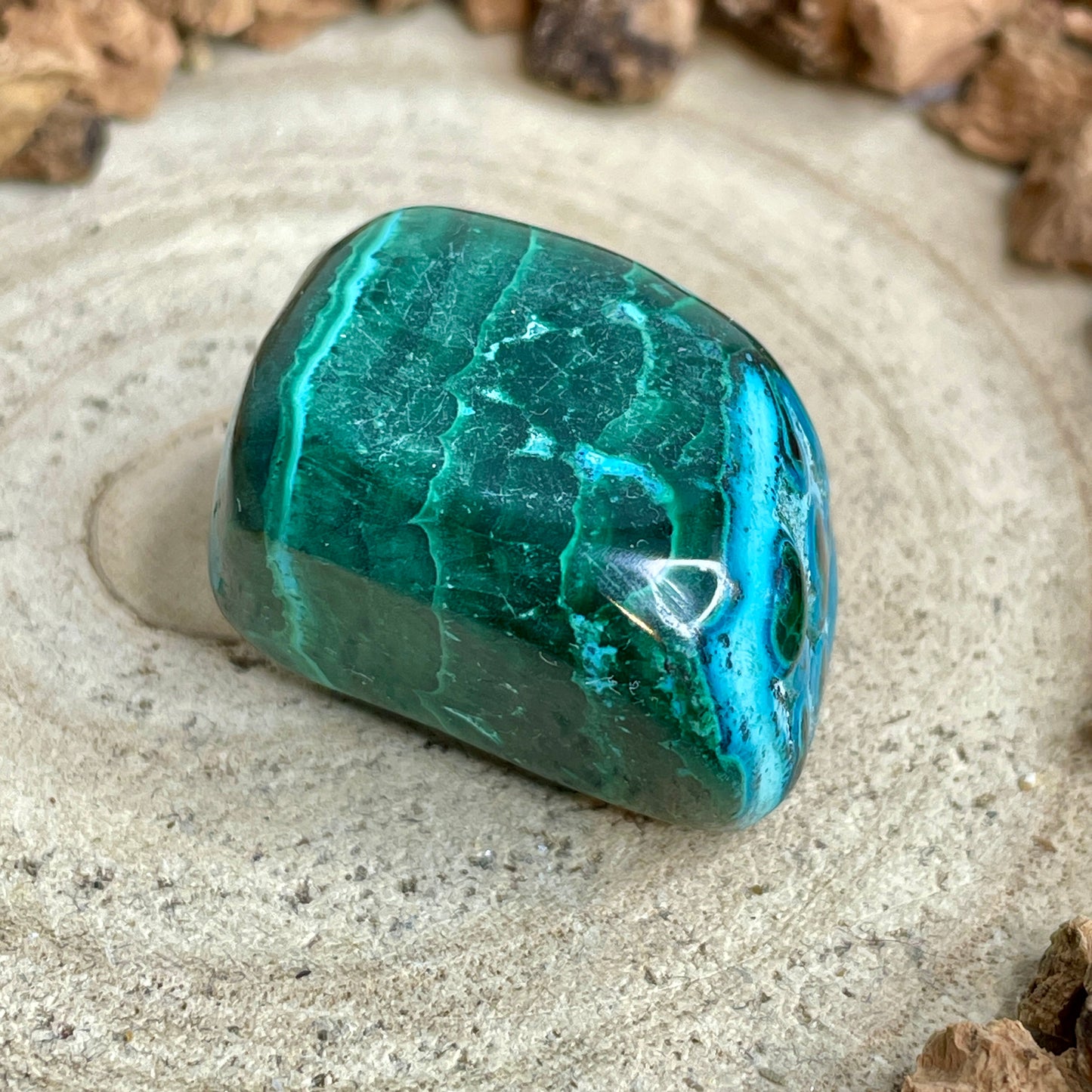 Chrysocolla Malachiet trommelsteen M nr.4
