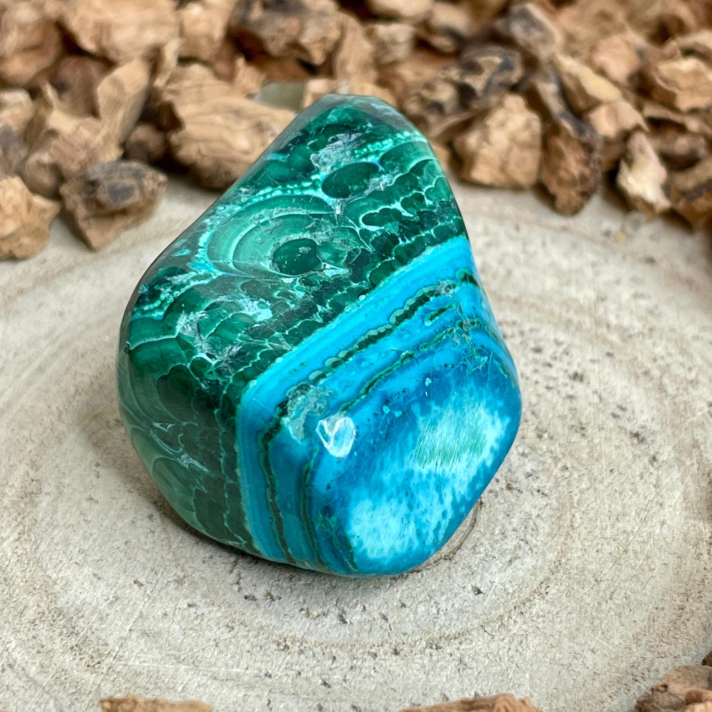 Chrysocolla Malachiet trommelsteen M nr.1