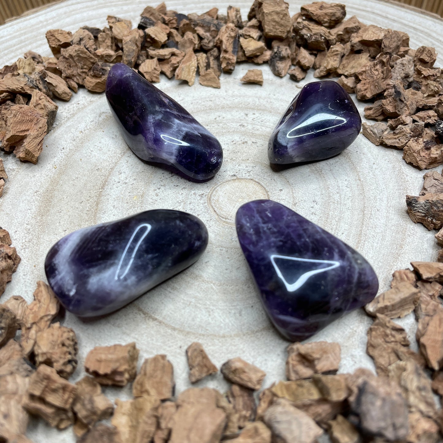 Amethist Kwarts (Chevron) trommelsteen (groot)