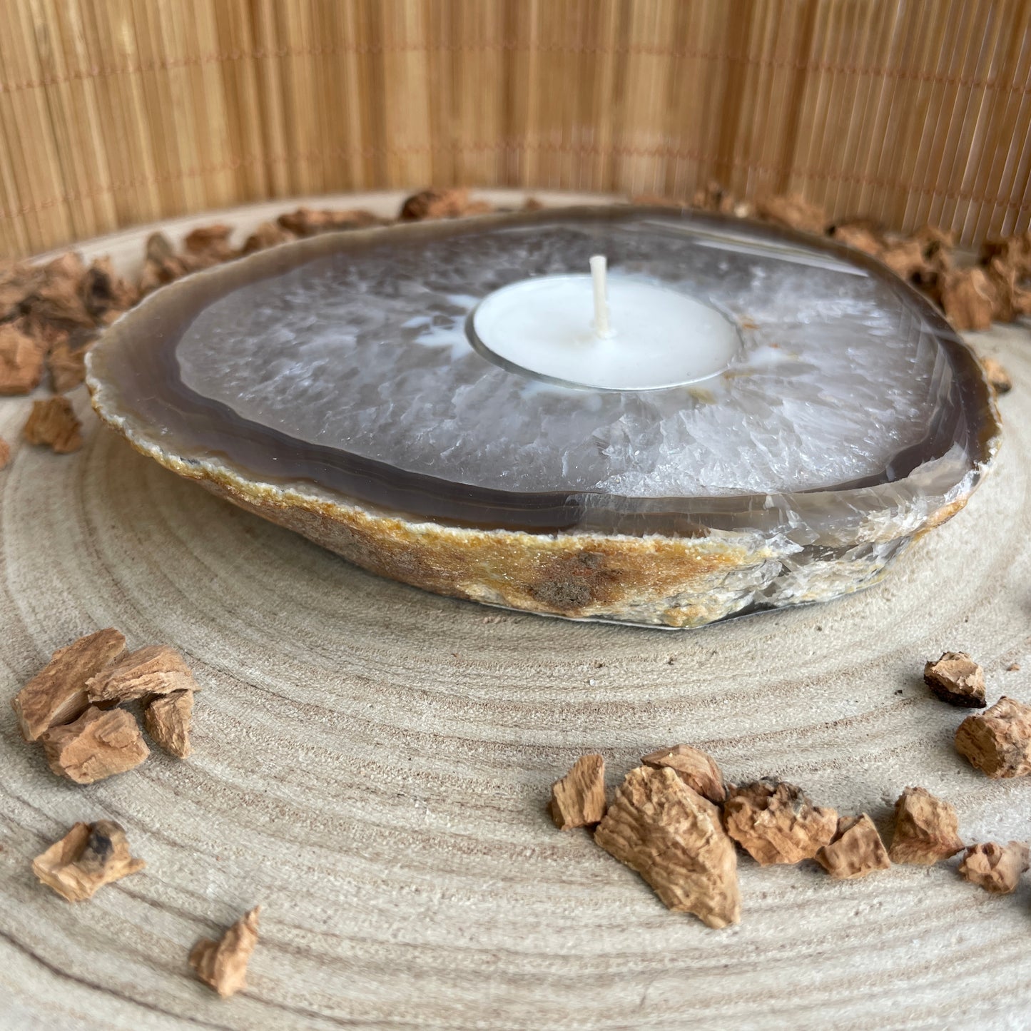 Agaatschijf Waxinelichthouder - 1