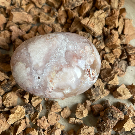 Bloemagaat handsteen met druzy kristalvorming - 6