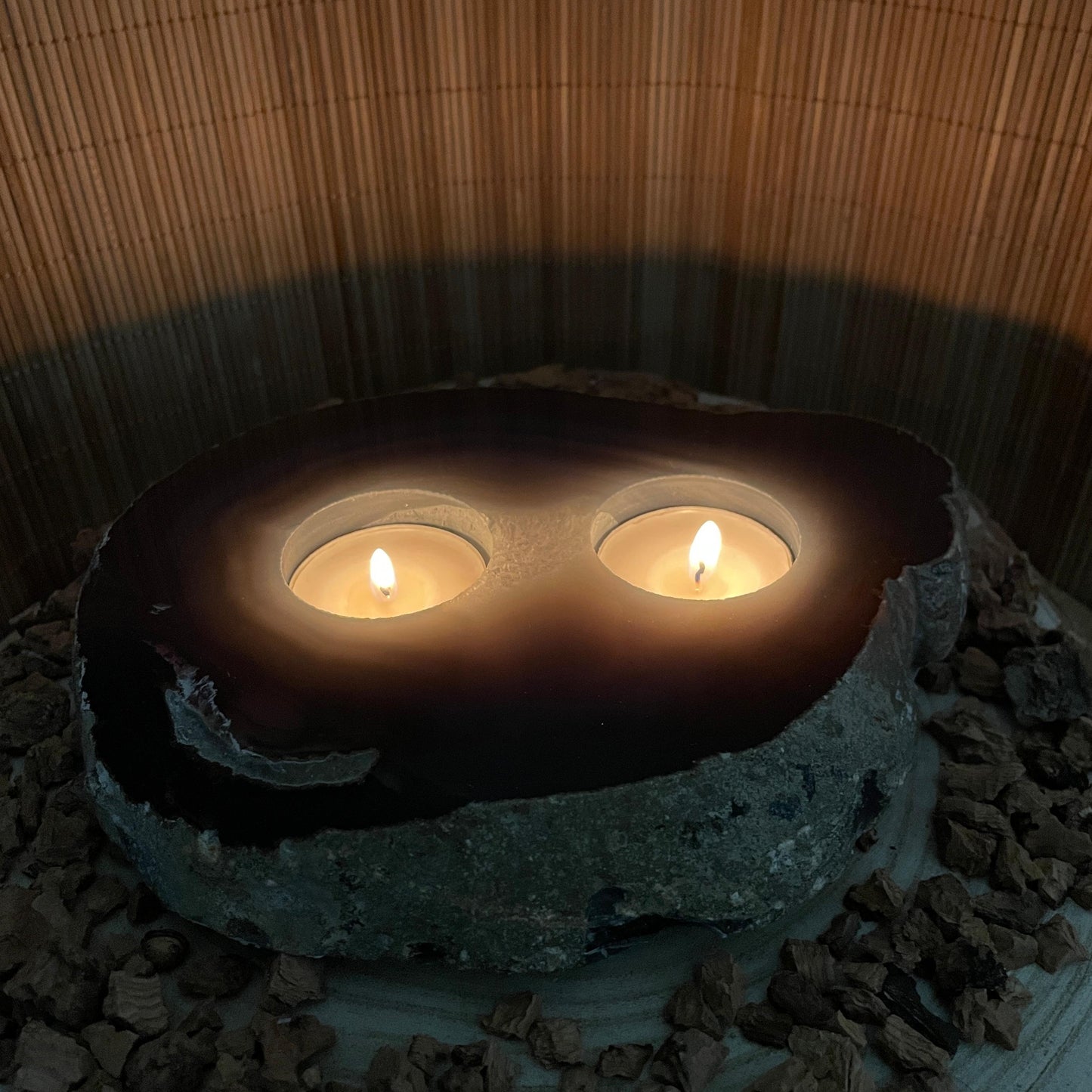 Agaatschijf Waxinelichthouder - extra groot