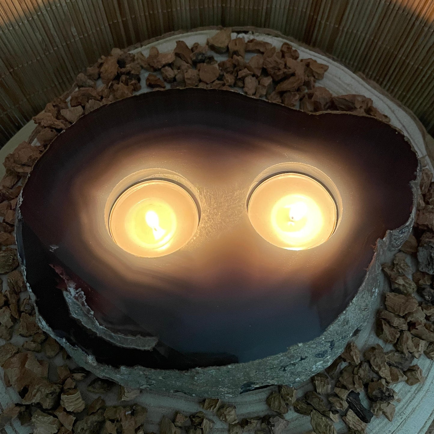 Agaatschijf Waxinelichthouder - extra groot